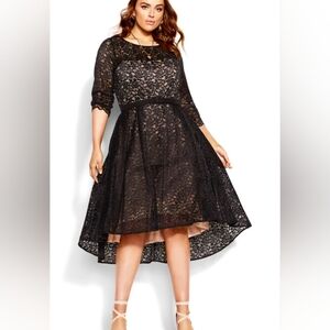 City Chic Lace Lover Dress - black Size 16W Cocktail Formal Wedding